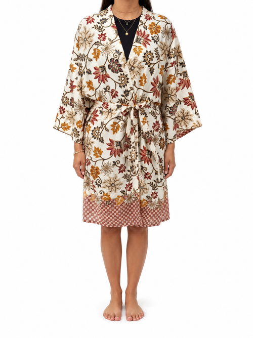 Kimono Bohème Floral Terracotta