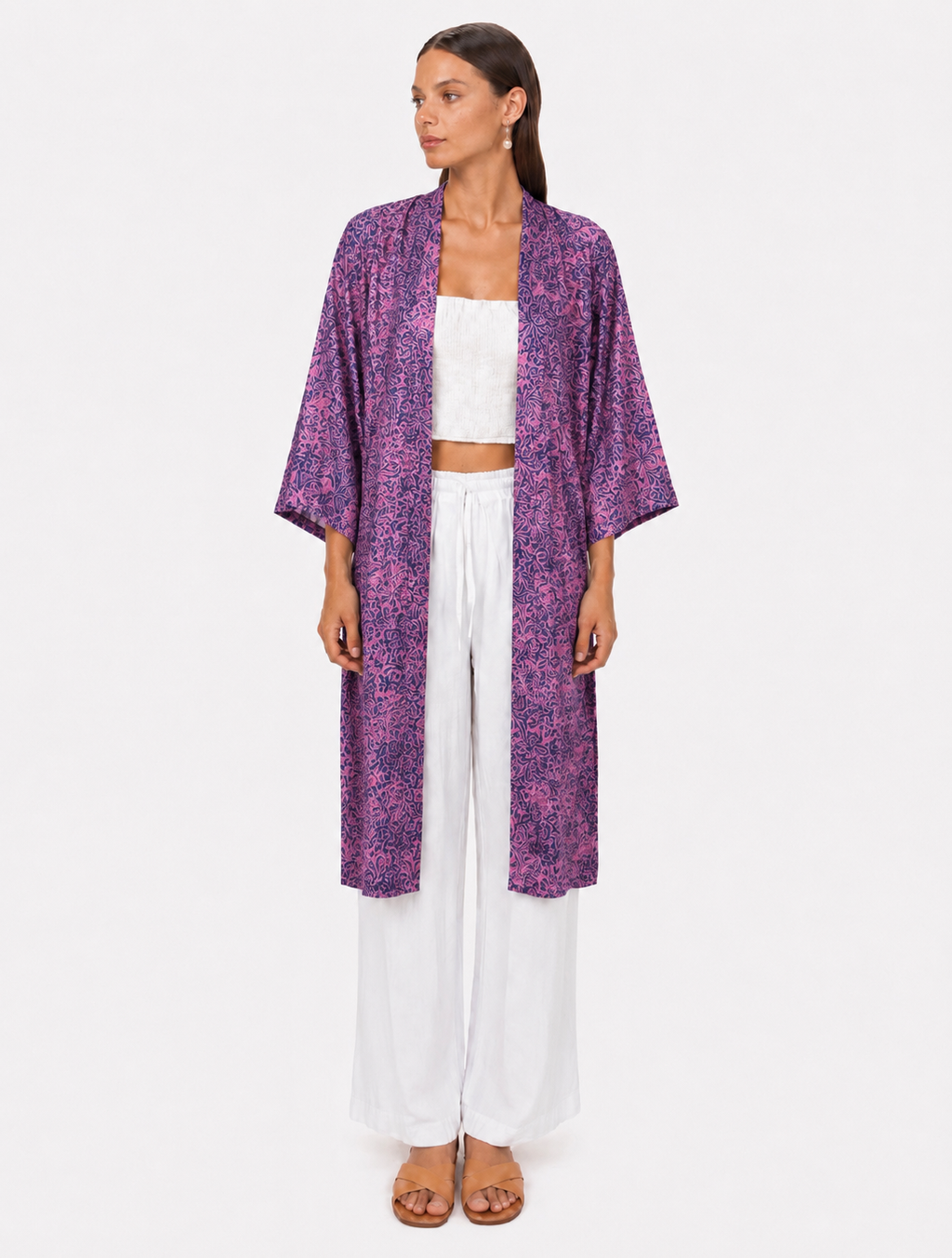 Kimono Satin Orchid Bloom