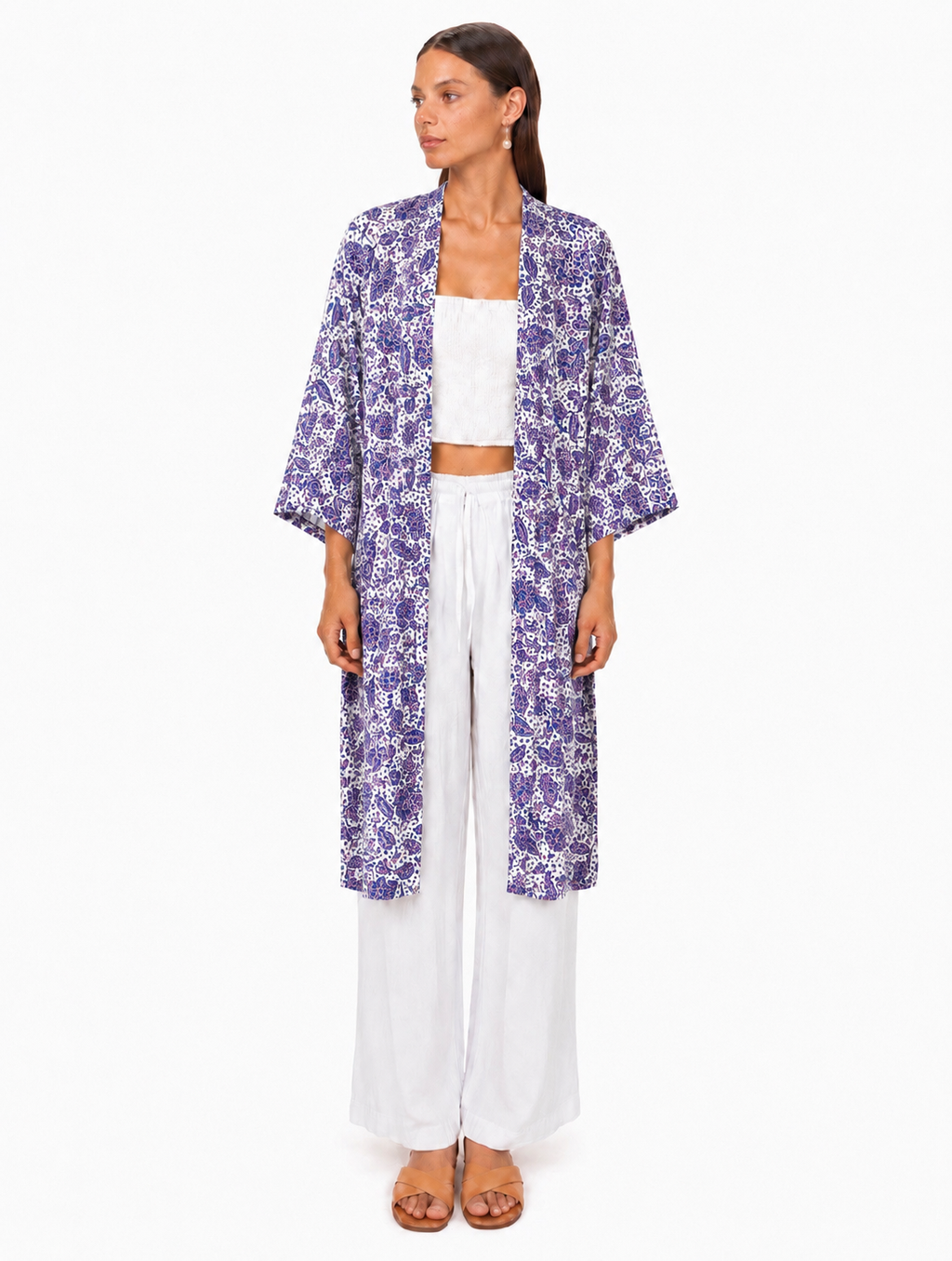 Kimono Satin Améthyste – Élégance Bohème de Bali