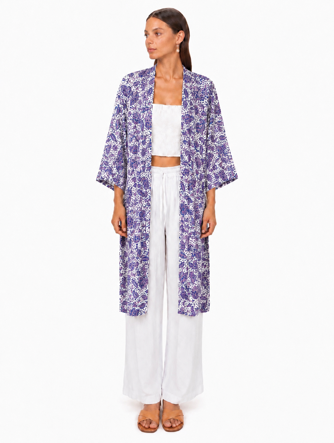 Kimono Satin Améthyste – Élégance Bohème de Bali
