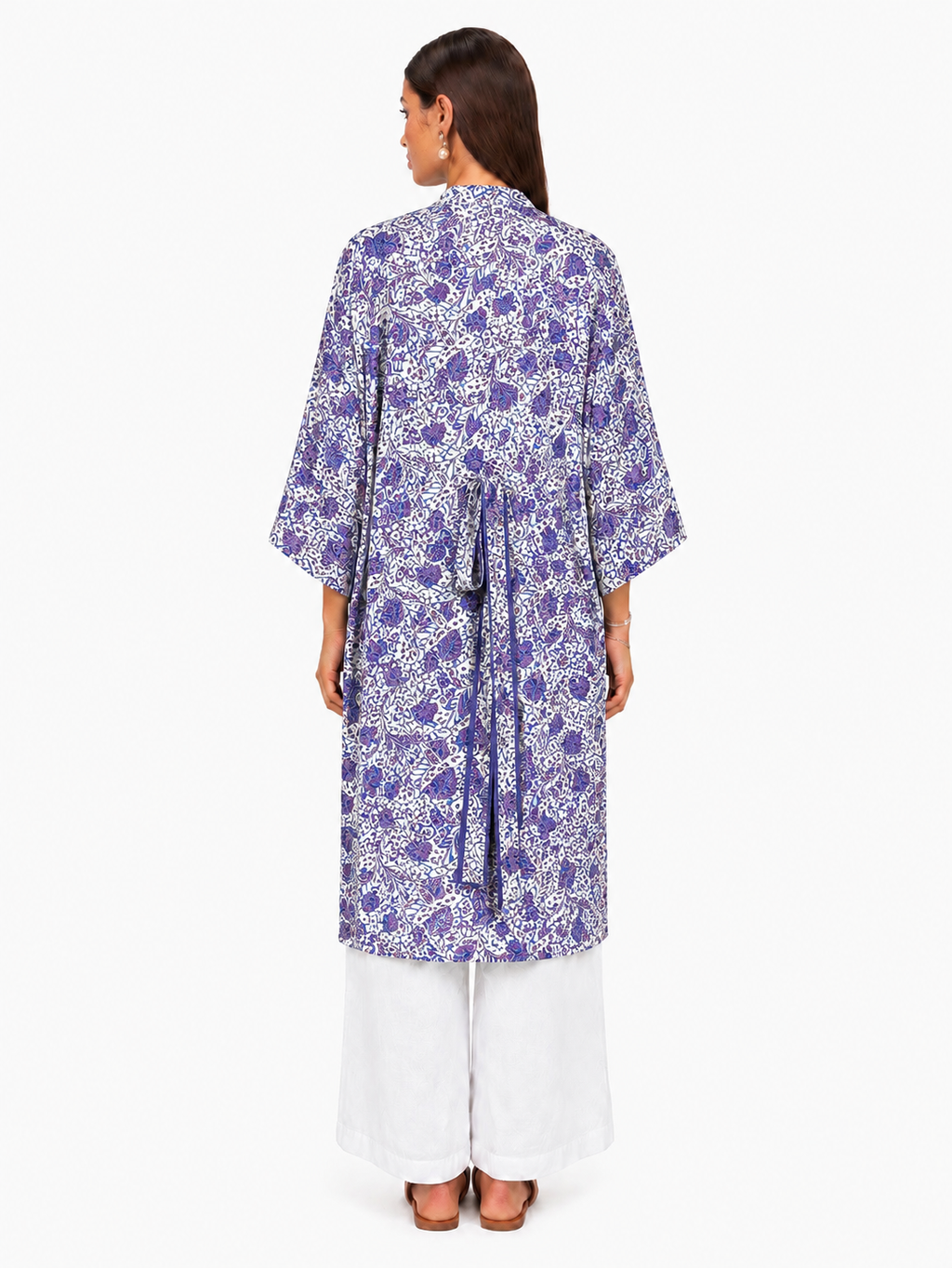 Kimono Satin Améthyste – Élégance Bohème de Bali