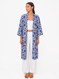 Kimono Satin bleu - violet royal