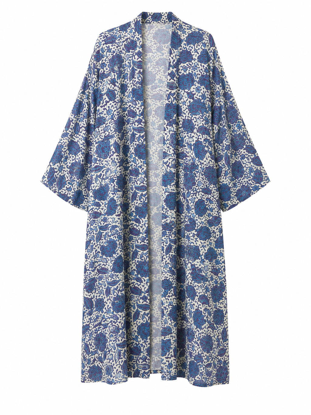 Kimono Satin bleu - violet royal